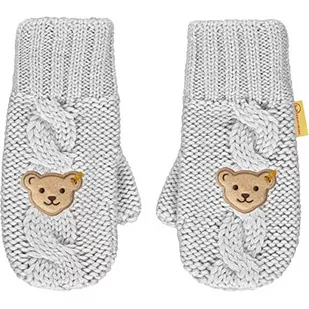Steiff Dziewczęce rękawiczki ze słodką aplikacją, Soft Grey Melange, 40 - Rękawiczki - miniaturka - grafika 1