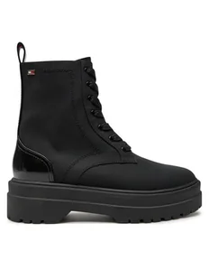 Tommy Hilfiger Trapery Flag Ventile Lace Up Boot FW0FW08287 Czarny - Botki damskie - miniaturka - grafika 1