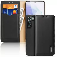 Etui i futerały do telefonów - Dux Ducis Hivo skórzane etui z klapką pokrowiec ze skóry naturalnej portfel na karty i dokumenty Samsung Galaxy S22+ (S22 Plus) czarny - miniaturka - grafika 1