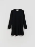 Sukienki i spódniczki dla dziewczynek - Reserved - Prążkowana sukienka - czarny - miniaturka - grafika 1