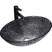 Umywalki - Mexen Goa szklana umywalka nablatowa 50 x 36 cm, czarna - 24085070 - miniaturka - grafika 1