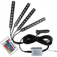Akcesoria motoryzacyjne - Zestaw oświetlenia kabiny samochodu 9xLED RGB wnętrza auta + pilot - miniaturka - grafika 1