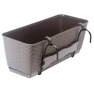Donice - Doniczka Rattan skrzynka 50 cm podstawka + wkład, Mokka - miniaturka - grafika 1