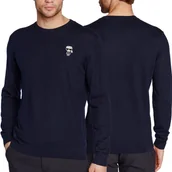 Swetry męskie - Karl Lagerfeld sweter męski klasyczny granatowy wełna L - miniaturka - grafika 1