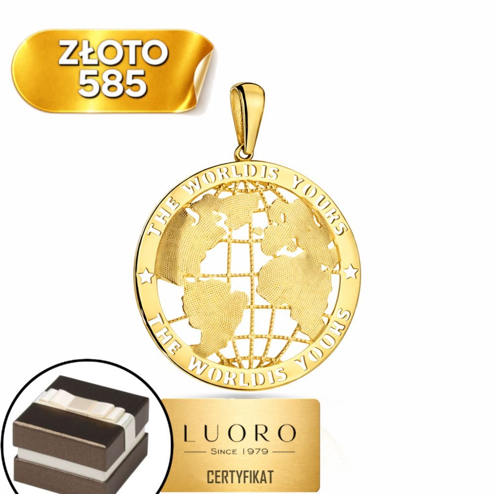 ZAWIESZKA ZŁOTA 585 14K KULA ZIEMSKA 27 MM DELIKATNA ELEGANCKA