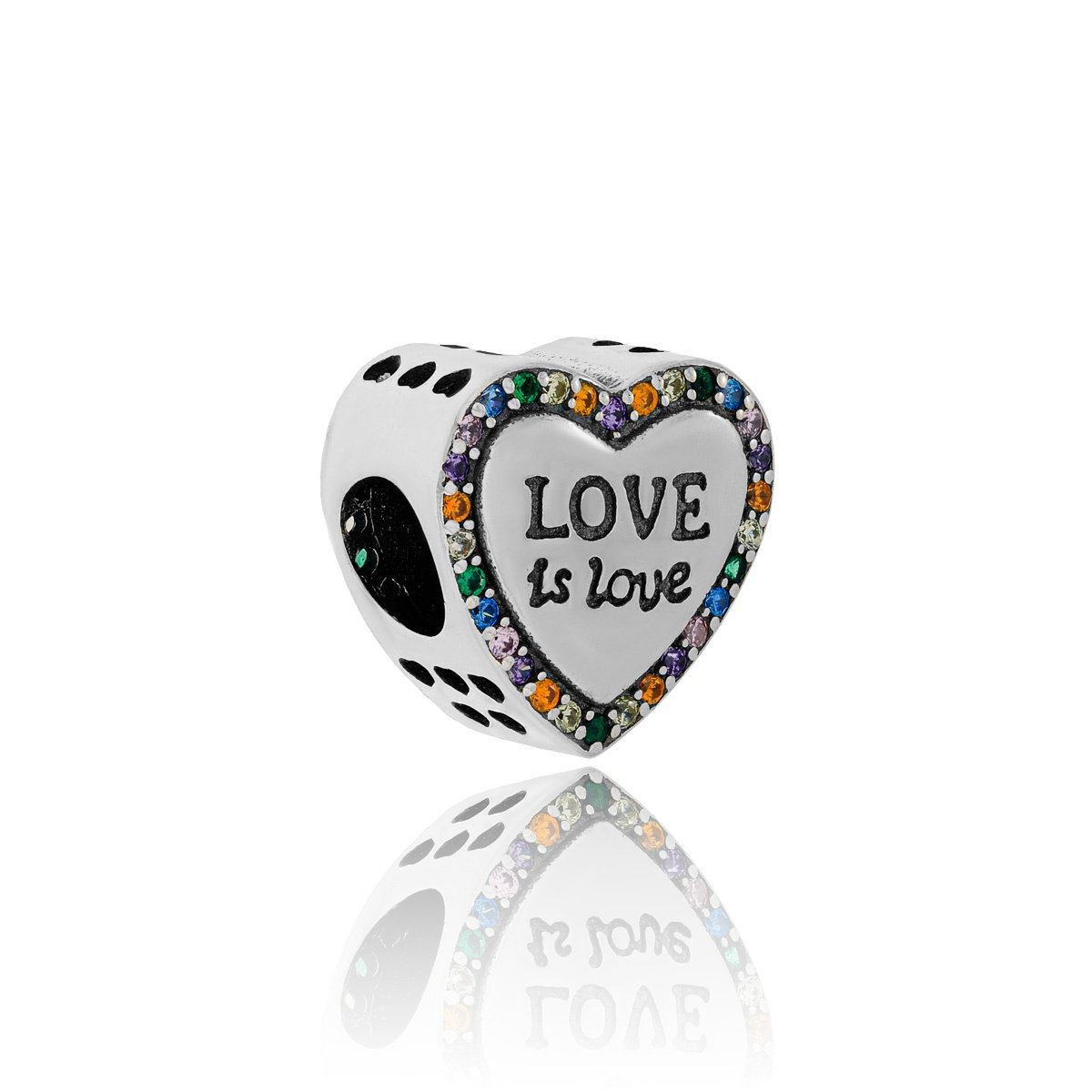 Srebrna zawieszka do bransoletki charms serce z cyrkoniami pr. 925