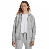 Bluzy damskie - Damska bluza dresowa rozpinana z kapturem Under Armour UA Rival Fleece FZ Hoodie - szara - miniaturka - grafika 1