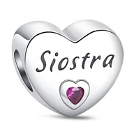 Wisiorki - Zawieszka Charms SREBRO 925 Koralik do PANDORA Siostra Serce - miniaturka - grafika 1