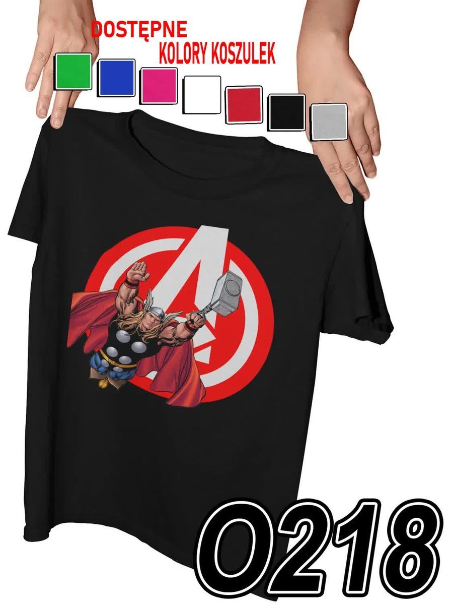 Koszulka Dziecięca Z Nadrukiem Thor Młot Avengers Marvel - M 134-140