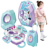 Zabawy w naśladowanie dorosłych - Toaletka na kółkach kosmetyki biżuteria suszarka lusterko - miniaturka - grafika 1