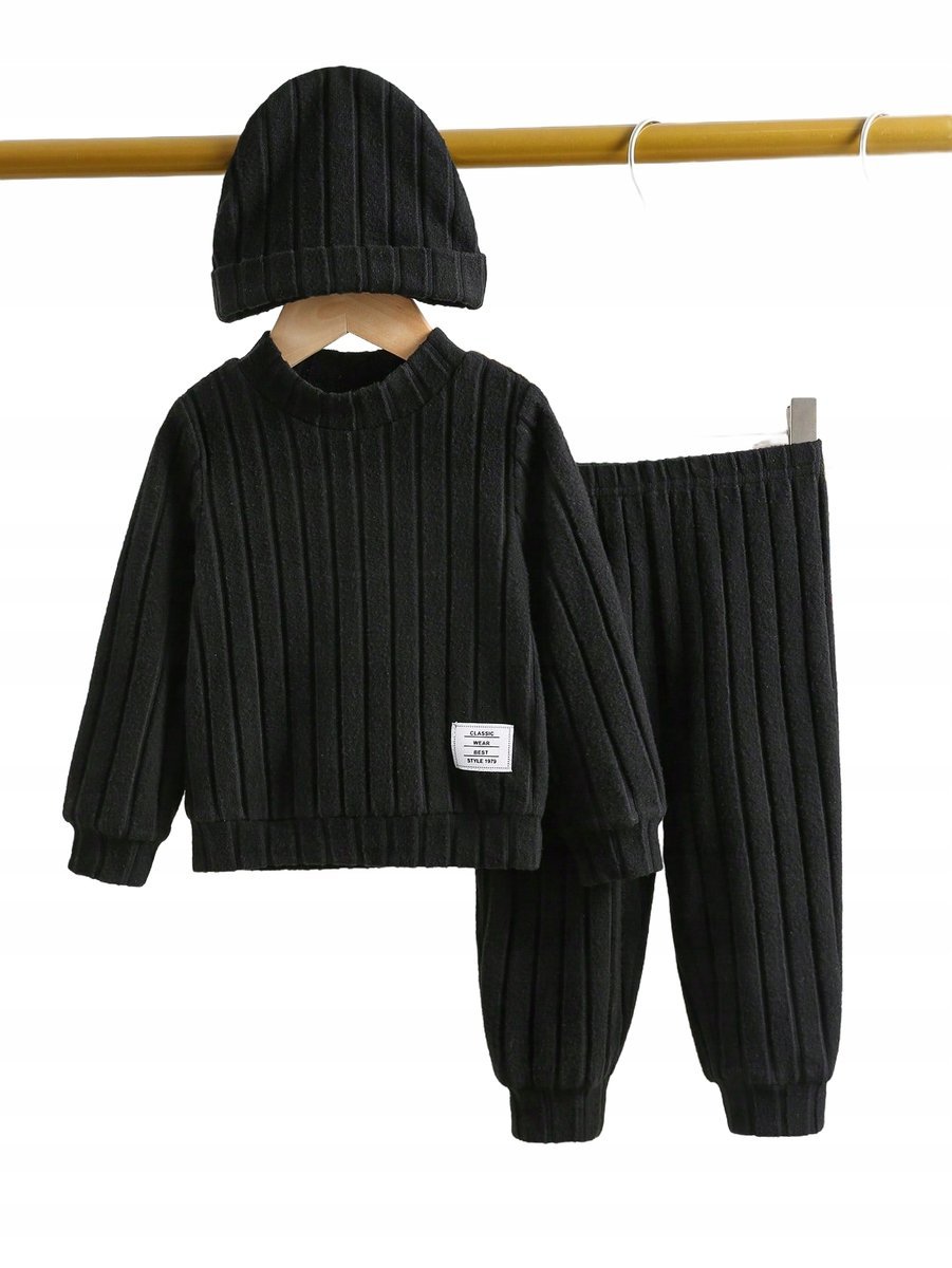 SHEIN CZARNA DZIECIĘCA BLUZKA Z DŁUGIM RĘKAWEM I TEKSTURĄ 80-86 CM 1LA