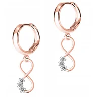 Kolczyki - Kolczyki Pozłacane Nieskończoność Kwiatki Kwiaty Cyrkonie SREBRO 925 - miniaturka - grafika 1