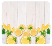 Pozostałe akcesoria kuchenne - Wenko Dekoracyjna płyta kuchenna wykonana z wysokiej jakości szkła hartowanego odporna na zarysowania motyw z cytrynami marka 2712953500 - miniaturka - grafika 1