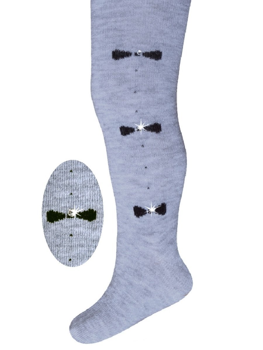 Dziewczęce rajstopy bawełniane niebieskoszare kokardki, Milusie