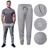 Dresy męskie - SPODNIE DRESOWE męskie długie sportowe MARTIN szare melanż 2XL Pako Jeans - miniaturka - grafika 1