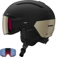 Kaski narciarskie - Salomon, Driver Prime Sigma Plus, kask narciarski z daszkiem, czarny/brązowy - miniaturka - grafika 1