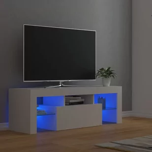 vidaXL Lumarko Szafka pod TV z oświetleniem LED, biała, 120x35x40 cm 804346 - Szafki RTV - miniaturka - grafika 1