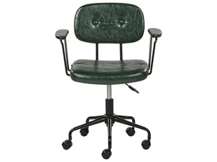 Fotel biurowy, krzesło biurowe Krzesło biurowe regulowane ekoskóra ciemnozielone ALGERITA - Fotele i krzesła biurowe - miniaturka - grafika 4