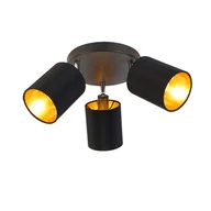 Lampy sufitowe - QAZQA Spot czarny ze złotym wnętrzem 3-light - Lofty - miniaturka - grafika 1