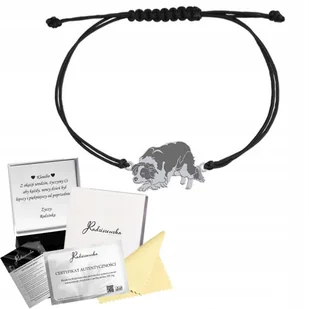 Bransoletka Srebrna Border Collie Sznurek Srebro 925 Prezent GRAWER GRATIS - Bransoletki - miniaturka - grafika 1