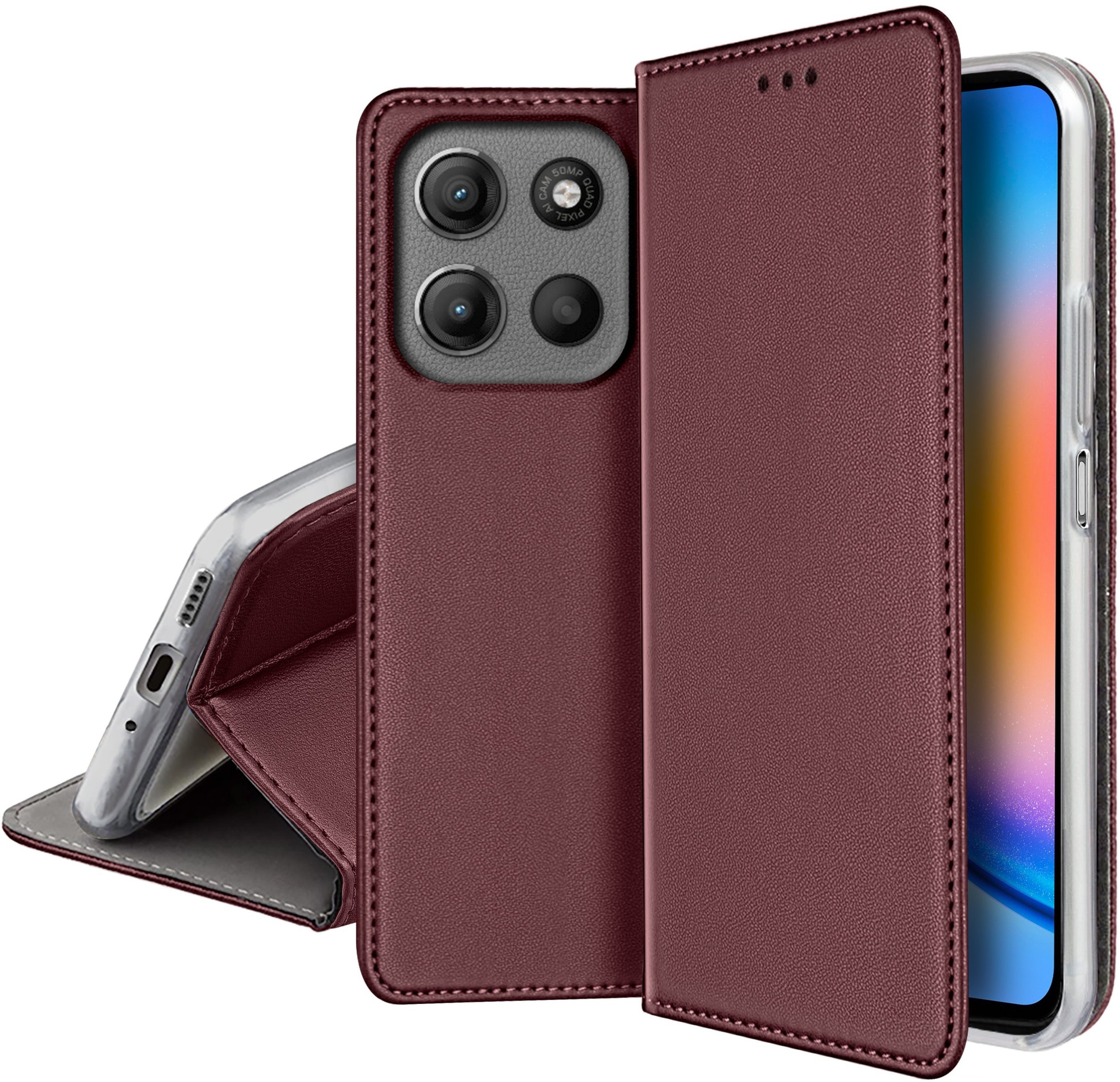 ETUI SKÓRZANE do MOTOROLA MOTO G15 G15 POWER MAGNETYCZNE BOOK + SZKŁO