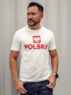Koszulki męskie - Biały bawełniany t-shirt męski z nadrukiem Polska 5065A - miniaturka - grafika 1
