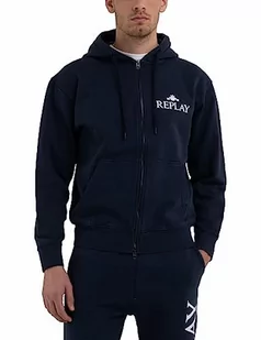 Replay Męska bluza z kapturem z zamkiem błyskawicznym, niebieska (Blue 085), S, Niebieski... 085, S - Bluzy męskie - miniaturka - grafika 1