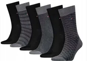 Skarpetki męskie - SKARPETY MĘSKIE TOMMY HILFIGER 6 PAR GIFTBOX 6 PAK PREZENT r. 39-42 GREY - miniaturka - grafika 1