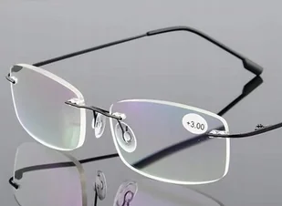 Okulary bezramkowe korekcyjne czarne do czytania +2.5 - Okulary korekcyjne, oprawki, szkła - miniaturka - grafika 1