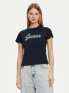 Guess T-Shirt V5GI02 K9RM1 Granatowy Slim Fit - Koszulki i topy damskie - miniaturka - grafika 1