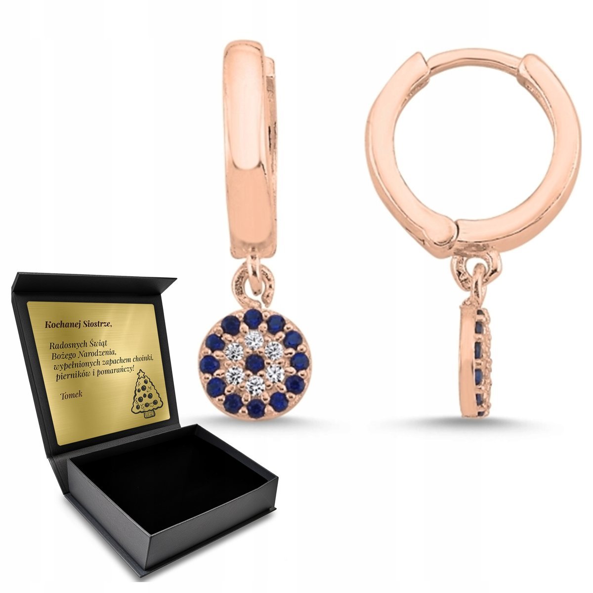 Kolczyki Oko Proroka Pozłacane Tureckie Przepiękne Pudełko Grawer