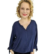 Bluzki damskie - Elegancka koszula Tunika oversize Brokatowa Luźna Stylowa PENELOPA-46/48 - miniaturka - grafika 1
