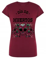 Koszulki i topy damskie - T-Shirt damski nadruk kolorowe CZASZKI r.L - miniaturka - grafika 1