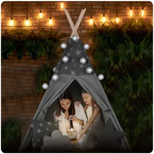 Namiot tipi dla dzieci z girlandą i światełkami Nukido - szare w gwiazdki - Namioty i tipi dla dzieci - miniaturka - grafika 15