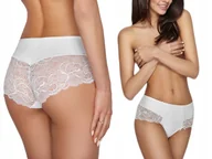 Bielizna nocna - Ewana 084 Wysokie Szorty z Mikrofibry Biały M - miniaturka - grafika 1
