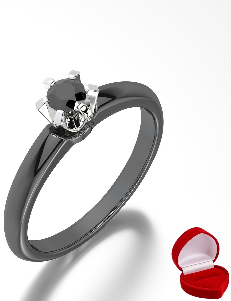 ZŁOTY PIERŚCIONEK ZARĘCZYNOWY 585 14k BRYLANT CZ. 0,14 ct CZARNE ZŁOTO R27