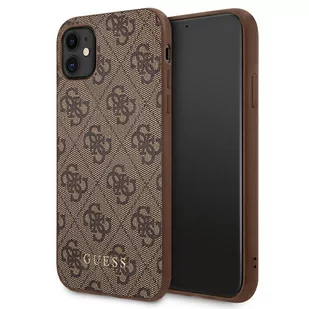 Etui Guess do iPhone 11 6,1" brązowy hardcase 4G Metal Gold Logo - Etui i futerały do telefonów - miniaturka - grafika 1
