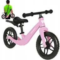 Rowerki biegowe - Rowerek biegowy dla dzieci 2+ KRUZZEL rower dziecięcy lekki koła 12" + pasek na ramię różowy! - miniaturka - grafika 1