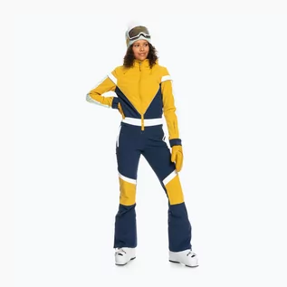 Pozostała odzież narciarska - Kombinezon snowboardowy damski Roxy Peak Chic żółto-granatowy ERJTS03013 - grafika 1