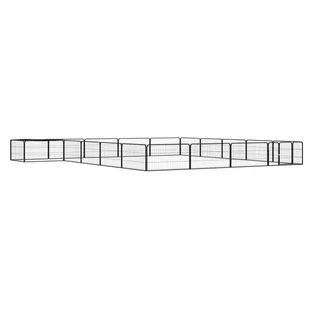 vidaXL Kojec dla psa, 20 panele, czarny, 100x50 cm, stal - Sprzęt podróżny i transportery dla psów - miniaturka - grafika 1