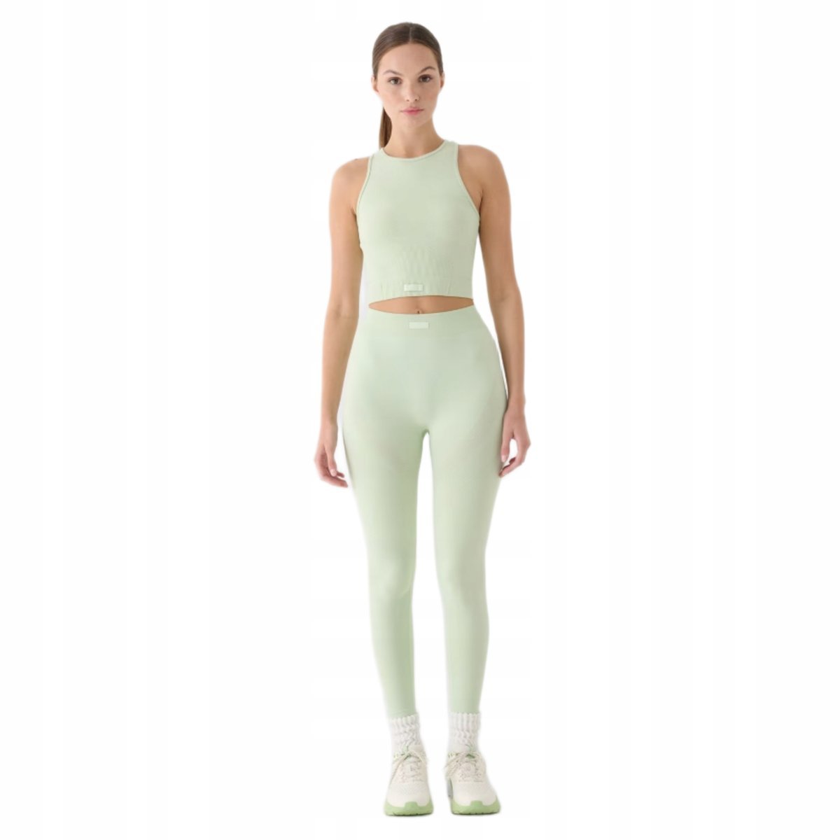 Legginsy treningowe damskie 4F z wysokim stanem - turkusowe, r. M/L