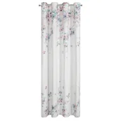 Zasłony - Zasłona Flora Botanic biało-różowa 140 x 250 cm na przelotkach - miniaturka - grafika 1