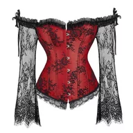 Gorsety - Koronkowy gorset z rękawami - miniaturka - grafika 1