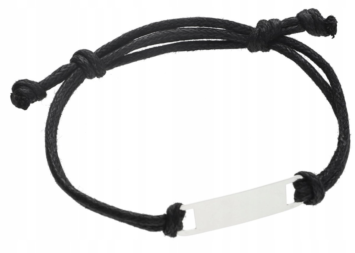 Bransoletka Męska Sznurkowa Grawer Srebro 925