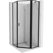 Kabiny prysznicowe - Mexen Mist kabina prysznicowa pięciokątna uchylna prawa 80 x 80 cm, czarna ramka, czarna - 8A8-080-080-70-70-P - miniaturka - grafika 1