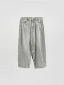 Spodnie i spodenki dla dziewczynek - Reserved - Jeansy barrel fit - jasnoszary - miniaturka - grafika 1