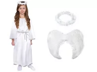 Stroje karnawałowe - ZESTAW SUKIENKA ANIOŁEK BIAŁY 146-158 3el - miniaturka - grafika 1