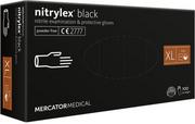 Rękawiczki jednorazowe - Mercator Rękawice Nitrylowe Nitrylex Black Bezpudrowe Diagnostyczne - Czarne, 100 szt. rozmiar S, M, L, XL - miniaturka - grafika 1