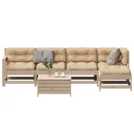 Meble ogrodowe - vidaXL 6-cz. zestaw mebli ogrodowych z poduszkami, lite drewno sosnowe - miniaturka - grafika 1