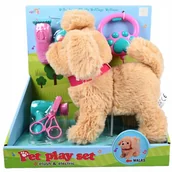 Maskotki i pluszaki - PIESEK NA SMYCZY DUŻY PLUSZOWY ZWIERZAK KUDŁATY PIES CHODZI MERDA OGONEM - miniaturka - grafika 1